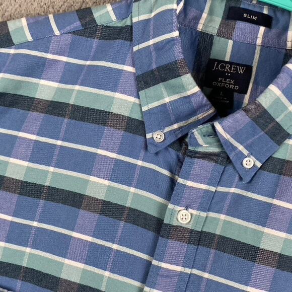 J Crew Flex Oxford Button Down Shirt Men's Large Plaid Causal Preppy Formal - Picture 6 of 13